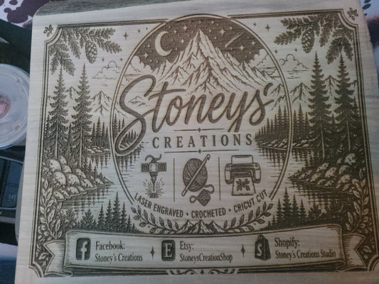 Custom laser-engraved live edge wood art wall decor, personalized by Stoney's Creations